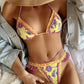 Women's Boho Ethnic Print Ruffles and Frills Halter Bikini