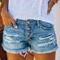Women's Ripped Cutoff Burron up Trendy Denim Shorts