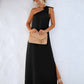 Trendy Silky Sexy Slanted Shoulder Strap Long Maxi Dress