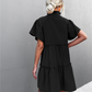Women's Ruffled Boho Pleated Tie V Neck Lace Dress