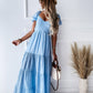 Boho and Trendy Short-Sleeved off-the-shoulder Sexy Backless strappy High-Waisted Dress