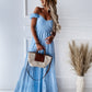 Boho and Trendy Short-Sleeved off-the-shoulder Sexy Backless strappy High-Waisted Dress