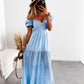 Boho and Trendy Short-Sleeved off-the-shoulder Sexy Backless strappy High-Waisted Dress
