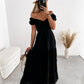 Boho and Trendy Short-Sleeved off-the-shoulder Sexy Backless strappy High-Waisted Dress