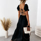 Boho and Trendy Short-Sleeved off-the-shoulder Sexy Backless strappy High-Waisted Dress
