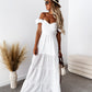 Boho and Trendy Short-Sleeved off-the-shoulder Sexy Backless strappy High-Waisted Dress