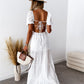 Boho and Trendy Short-Sleeved off-the-shoulder Sexy Backless strappy High-Waisted Dress