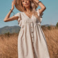 Woven V-Neck Button Up A-line Swing Dress
