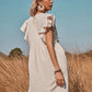 Woven V-Neck Button Up A-line Swing Dress