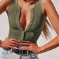 Women's Sexy Ribbed Button Front Sleeveless Bodysuit