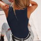 Women's Sexy Ribbed Button Front Sleeveless Bodysuit