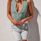 Women's Sexy Ribbed Button Front Sleeveless Bodysuit