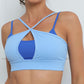 Women's Contrast Color Splicing Fitness Sports Yoga Cross Bra