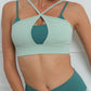 Women's Contrast Color Splicing Fitness Sports Yoga Cross Bra