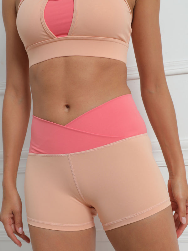 Women's Contrast V-Cut Tiny Waist Gym Shorts