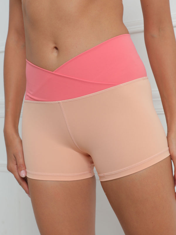 Women's Contrast V-Cut Tiny Waist Gym Shorts