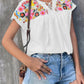 Embroidered Boho Native Tassel Tie Collar Batwing Sleeve Shirt
