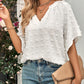 Boho Swiss Dot Notched Neck Blouse