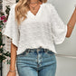Boho Swiss Dot Notched Neck Blouse