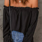 Boho Off the Shoulder Solid Color Peasant Top