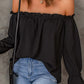 Boho Off the Shoulder Solid Color Peasant Top