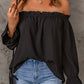 Boho Off the Shoulder Solid Color Peasant Top
