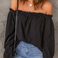 Boho Off the Shoulder Solid Color Peasant Top