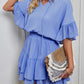 Women's Solid Color Bohemian Flutter Sleeve Ruffle Mini Dress