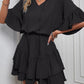 Women's Solid Color Bohemian Flutter Sleeve Ruffle Mini Dress