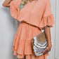 Women's Solid Color Bohemian Flutter Sleeve Ruffle Mini Dress