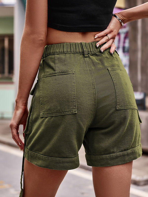 Utility Denim Casual Large Pocket Shorts