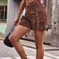 Utility Denim Casual Large Pocket Shorts