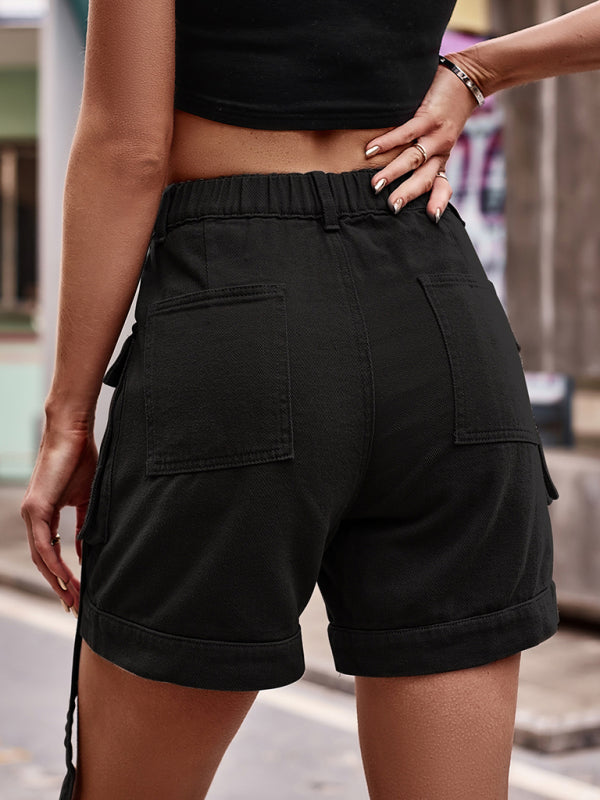 Utility Denim Casual Large Pocket Shorts