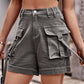 Utility Denim Casual Large Pocket Shorts