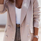 Trendy Long Sleeved Double Breasted Collar Jacket