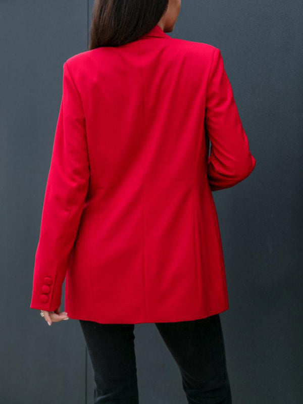 Trendy Long Sleeved Double Breasted Collar Jacket