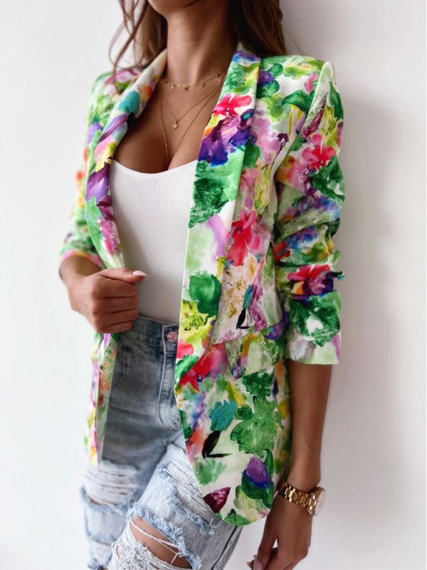 Fashion Spring Floral Casual Suit Jacket