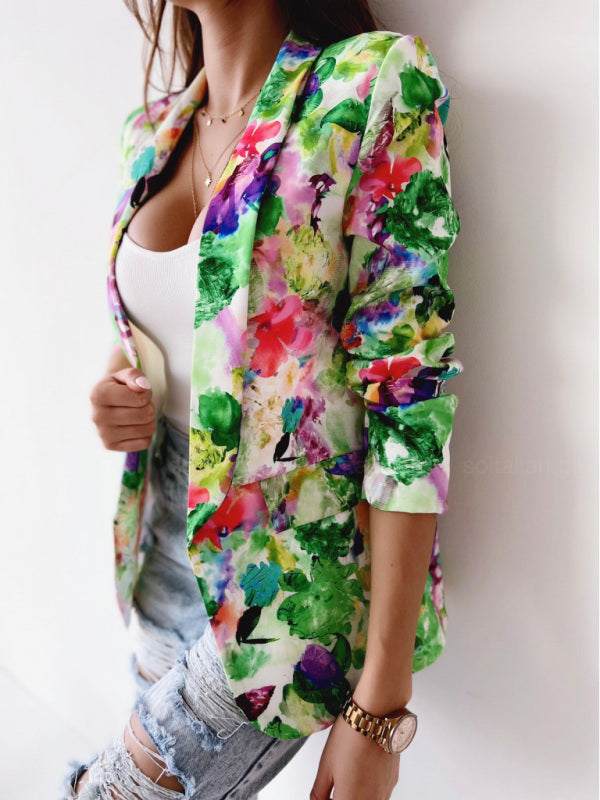 Fashion Spring Floral Casual Suit Jacket