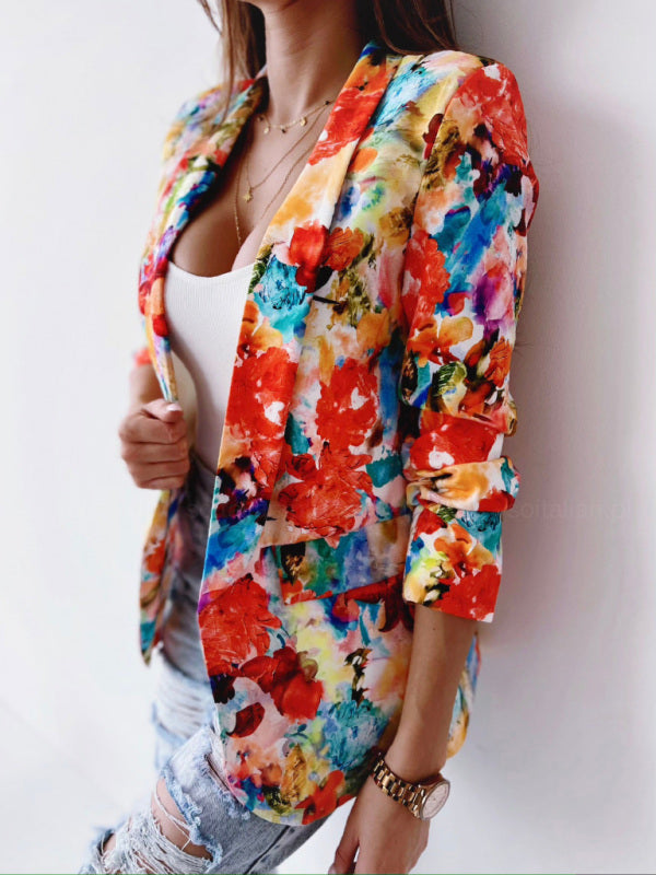Fashion Spring Floral Casual Suit Jacket