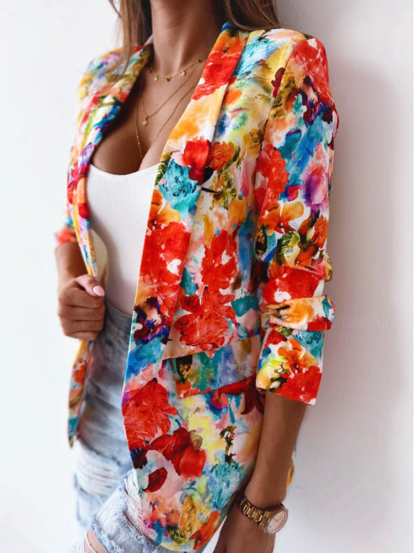 Fashion Spring Floral Casual Suit Jacket