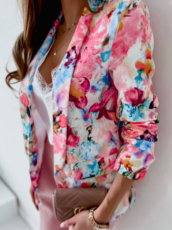 Fashion Spring Floral Casual Suit Jacket