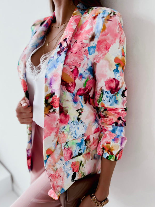 Fashion Spring Floral Casual Suit Jacket