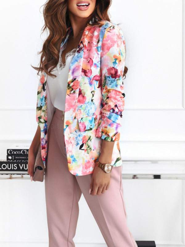 Fashion Spring Floral Casual Suit Jacket