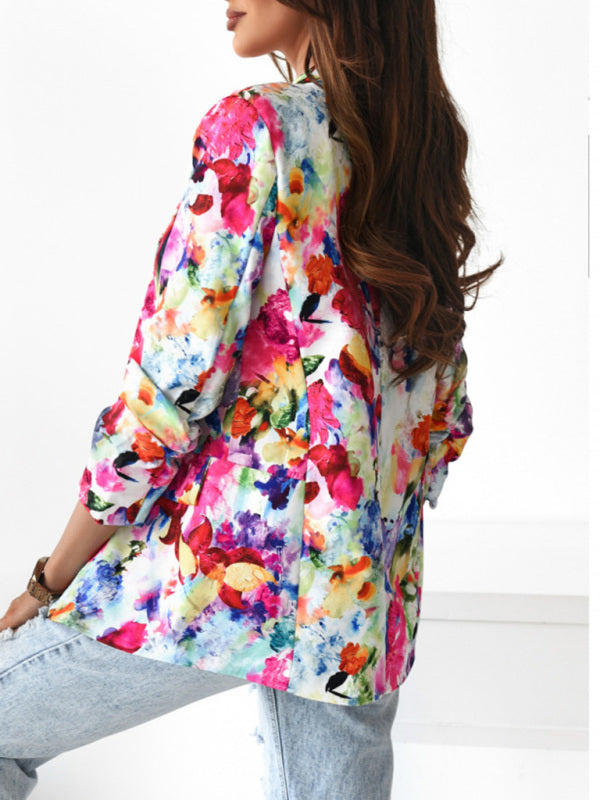 Fashion Spring Floral Casual Suit Jacket