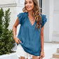 Bohemian Ruffle Sleeves Solid Color Top