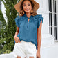 Bohemian Ruffle Sleeves Solid Color Top