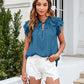 Bohemian Ruffle Sleeves Solid Color Top