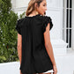 Bohemian Ruffle Sleeves Solid Color Top