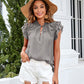 Bohemian Ruffle Sleeves Solid Color Top