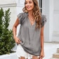 Bohemian Ruffle Sleeves Solid Color Top